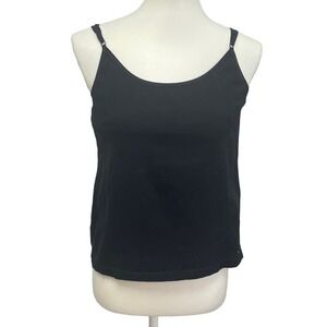 Espirit Womens XL Adjustable Strap Shelf Bra Cotton Blend Black Cami Top